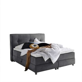 Boxspringbett Graland mit Bettkasten in Anthrazit Webstoff – Ansicht 1