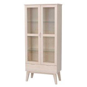 Skandi Design Standvitrine Vurian mit zwei Glastüren und einer Schublade – Ansicht 1