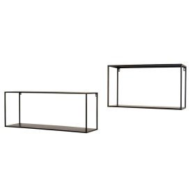 Metallregale schwarz Neclas in rechteckiger Form zur Wandmontage (zweiteilig) – Ansicht 1