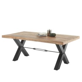Esszimmertisch Thunder mit Massivholzplatte und Metall im Industry Stil – Ansicht 2