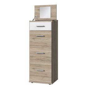 Schminkkonsole Elise mit vier Schubladen und Spiegelklappe – Ansicht 1