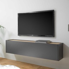 Designwohnwand Uzniana in Anthrazit und Wildeichefarben modern (vierteilig) – Ansicht 3