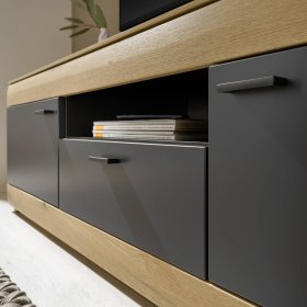 TV Lowboard Badehma mit einer Schublade und einem offenen Gerätefach – Ansicht 5