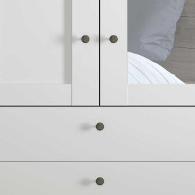 Weisser Drehtürenkleiderschrank Tudana mit Spiegel und drei Schubladen – Ansicht 5