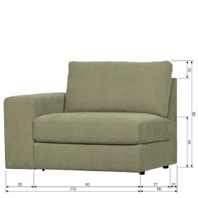 Couch Element mit Armlehne links Karyon in Graugrün - Modulsofa – Ansicht 13