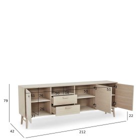 Sideboard Vilrada mit einem offenen Fach und Holzgriffen – Ansicht 12