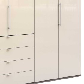 Moderner Schlafzimmerkleiderschrank Modata mit Falttüren und vier Schubladen – Ansicht 4