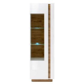 Standvitrine Franvos im Skandi Design in Weiß und Wildeiche Optik – Ansicht 3