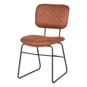 Esszimmerstuhl Set Focsani in Cognac Braun Microfaser mit Bügelgestell aus Metall (2er Set) – Ansicht 1