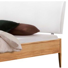 Wildbuche Doppelbett Lasina mit Polster Kopfteil in Weiß – Ansicht 3