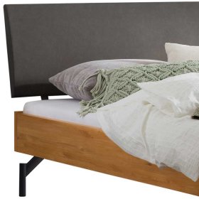 Hochwertiges Doppelbett Ben aus Wildeiche Massivholz mit Gestell aus Metall – Ansicht 3