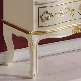 Barockstil TV Board Lotresca in Weiß und Goldfarben verziert 110 cm breit – Ansicht 2