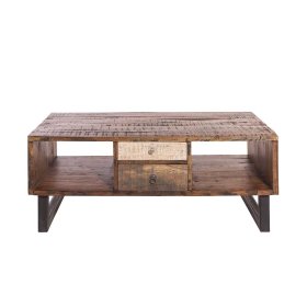 Design Wohnzimmertisch Tamila aus Mangobaum Massivholz sandgestrahlt – Ansicht 1