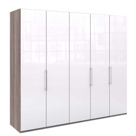 3 türiger Schlafzimmerschrank Yunidra in Weiß Eiche Trüffelfarben modern – Ansicht 1