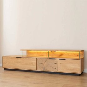 TV Board Tenna mit LED Beleuchtung und Hirnholz Applikation – Ansicht 2