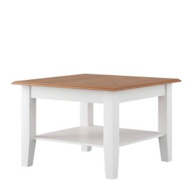 Sofa Tisch Corao in Weiß mit Massivholzplatte – Ansicht 1