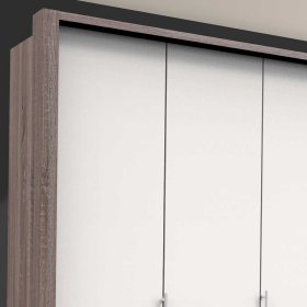 3 türiger Ankleideschrank Rarian in Weiß Eiche Trüffelfarben mit Schubladen – Ansicht 5