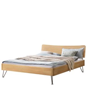 Bettgestell Eiche hell geölt Vovila 140x200 cm mit Vierfußgestell aus Metall – Ansicht 1