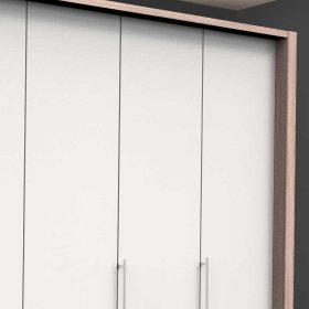 Breiter Kleiderschrank Lolyana in Weiß und Eiche Sägerau foliert – Ansicht 5