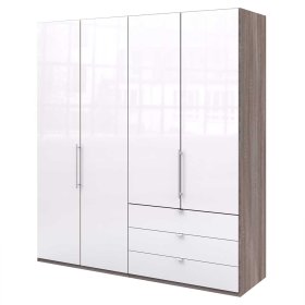 Kombi Schlafzimmerschrank Yunidra mit Falttüren und Schubladen modern – Ansicht 1