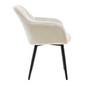 Samt Esszimmersessel Aurach in Cremefarben und Schwarz 49 cm Sitzhöhe – Ansicht 3