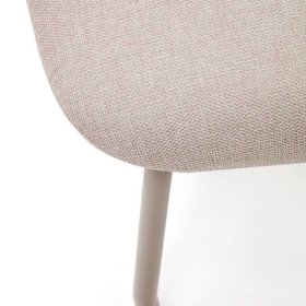 Hocker zum Sessel Deverino in Beige und Weiß mit Vierfußgestell aus Metall – Ansicht 4