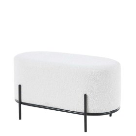 Ovaler Hocker Bryan aus Boucle Stoff und Metall 42 cm hoch – Ansicht 1