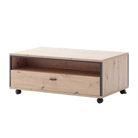 Rollbarer Couchtisch Geronda in Eichefarben und Anthrazit 115 cm breit – Ansicht 1