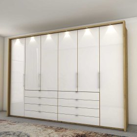 Schlafzimmerkomplettset Waluva in Weiß und Eiche Bianco mit Doppelbett (vierteilig) – Ansicht 9