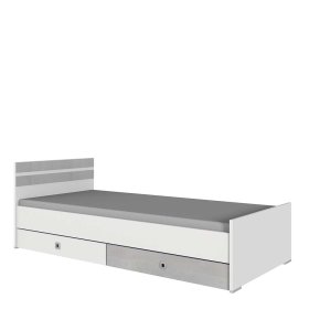 Jugendzimmer Bett Lasewood in Weiß und Beton Lichtgrau – Ansicht 2