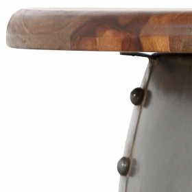 Industriedesign Couchtisch Umbrosin in Trommelform aus Mangobaum und Metall – Ansicht 4