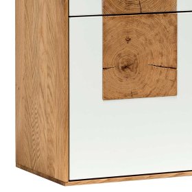 Hängeschrank Varanna in Weiß mit Asteiche Massivholz – Ansicht 3