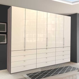 Panorama Gleittüren Schrank Dianara mit vielen Schubladen modern – Ansicht 3