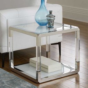 Beistelltisch Sofa Ropez mit Gestell aus Acrylglas und Edelstahl 56 cm breit – Ansicht 2