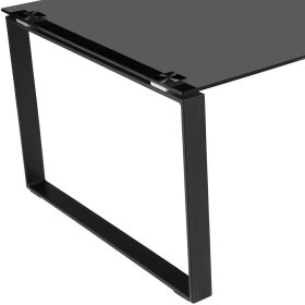 Moderner Couchtisch Princon mit Rauchglasplatte und schwarzem Metallgestell – Ansicht 7