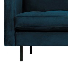 Wohnzimmer Couch Domago in Blau Samt im Retrostil – Ansicht 5
