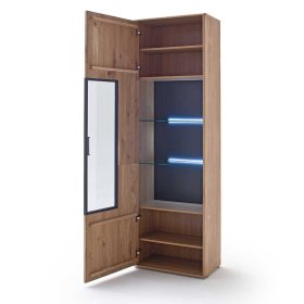 Vitrinenschrank Vruamosa in Eiche Bianco und Anthrazit 1-türig – Ansicht 3