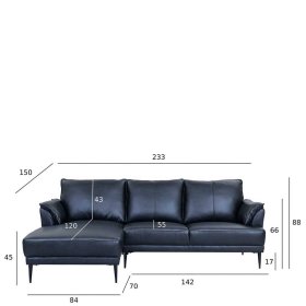 Wohnzimmer Couch Yanatada in Schwarz aus Echtleder – Ansicht 11