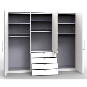 XL Schlafzimmerschrank Grinzia in Weiß Glas beschichtet mit Falttüren – Ansicht 6