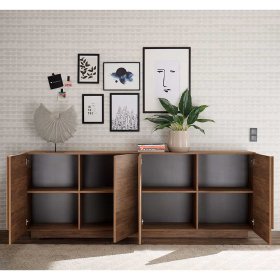 Großes Esszimmersideboard Tryvial mit 4 Drehtüren 90 cm hoch – Ansicht 3