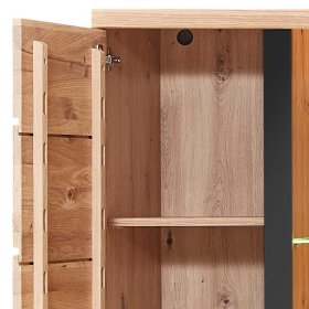 Wohnzimmervitrinenschrank Sebetino mit LED Beleuchtung 90 cm breit – Ansicht 7