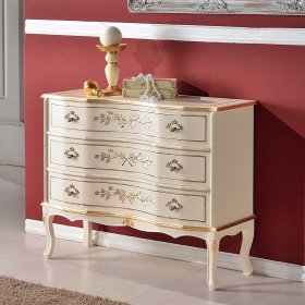 Barockstil Schubladenkommode Lotresca in Weiß und Goldfarben verziert – Ansicht 2