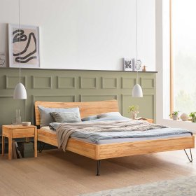 140x200 cm Bett Wildbuche Untonia aus Massivholz und Stahl – Ansicht 2
