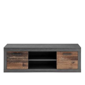 Fernseher Unterschrank Frondito im Loft Design in Altholz Optik und Dunkelgrau – Ansicht 3