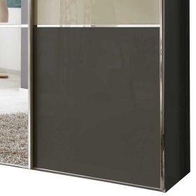 Schwebetüren Kleiderschrank Zoika in Creme Weiß und Braun mit Spiegeltür – Ansicht 3