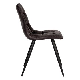 Esstischstuhl Set Lisboa in Anthrazit und Schwarz mit Velours Bezug (2er Set) – Ansicht 3