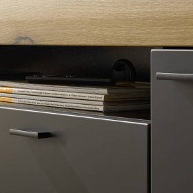 Anbauwand Badehma in Dunkelgrau und Eichefarben (dreiteilig) – Ansicht 7