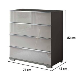 Kommode Sanctos mit vier Schubladen Front glasbeschichtet – Ansicht 7