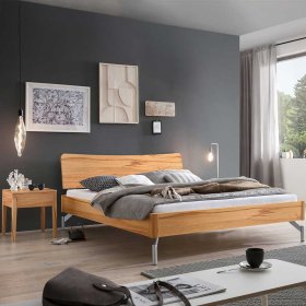 Doppelbett aus Wildbuche Liao mit Vierfußgestell aus Metall 84 cm Kopfteil – Ansicht 2