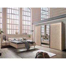 Design Möbel Set Bruvena in Eiche Optik und Dunkelgrau für Schlafzimmer (vierteilig) – Ansicht 2